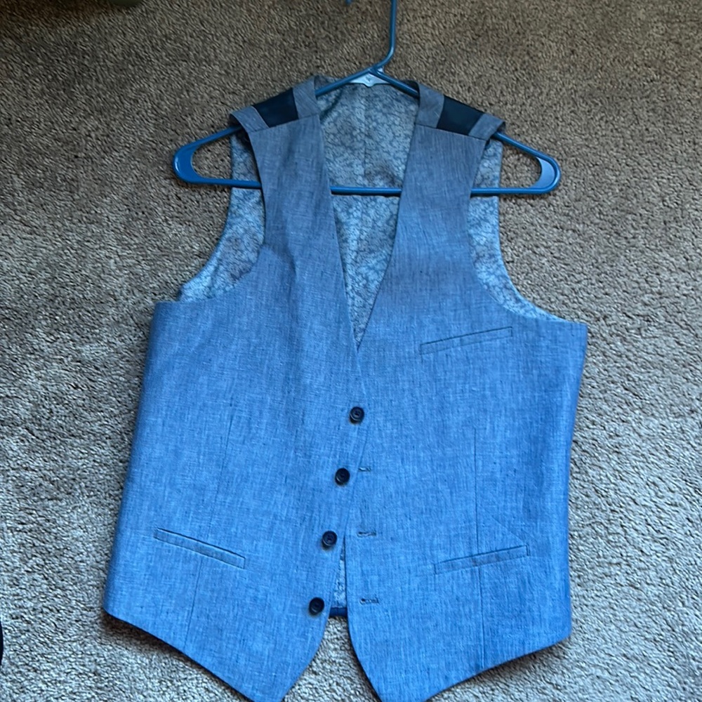 Bar III slim fit small waistcoat. Light blue